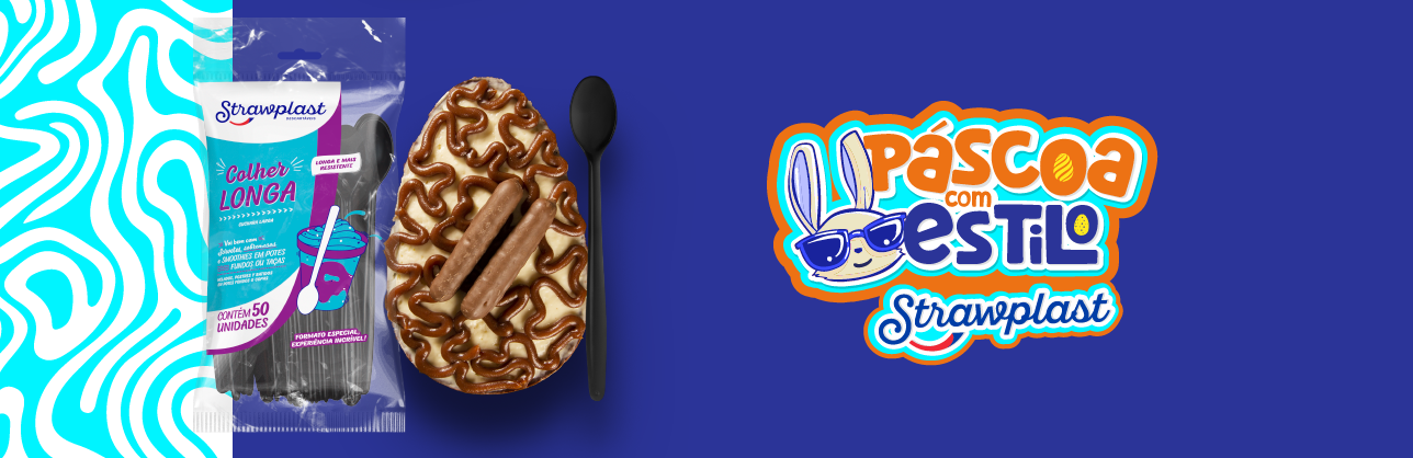 ovos de colher para a páscoa com a colher longa da strawplast